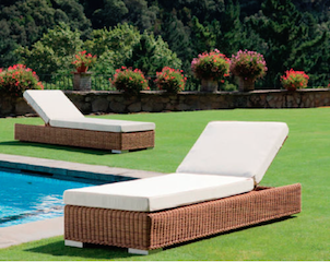 Bain, de, soleil, transat, chaise, longue, fauteuil,  de, piscine, de, jardin, en, résine, tressée